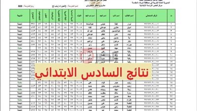 احسب درجاتك.. كيفية تنزيل نتائج الصف السادس الابتدائي 2024-2025 pdf