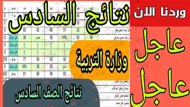نتائج السادس الابتدائي