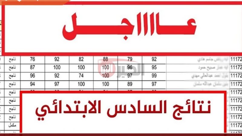 نتائج السادس الابتدائي