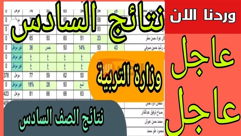 نتائج السادس الابتدائي