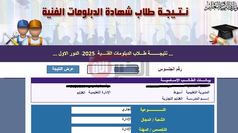 نتيجة الدبلومات الفنية