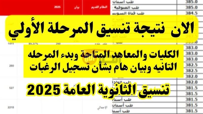 نتيجة تنسيق المرحلة